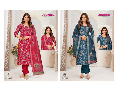 P 1046-1047 Journey Design Reyon Readymade Pant Style Suits Wholesale Rate