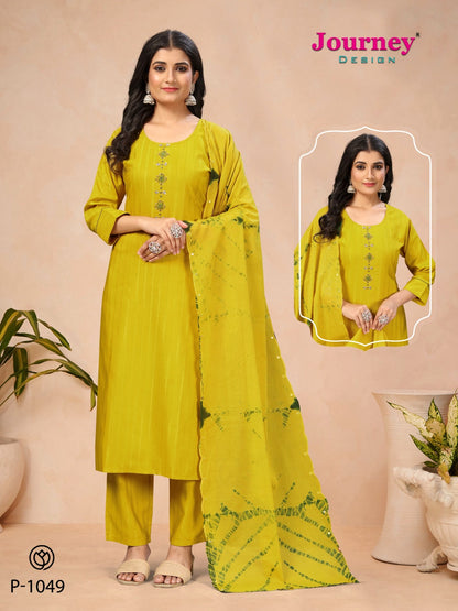 P 1048-1049 Journey Design Dobby Readymade Pant Style Suits Wholesaler