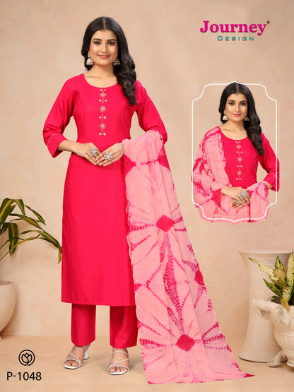 P 1048-1049 Journey Design Dobby Readymade Pant Style Suits Wholesaler