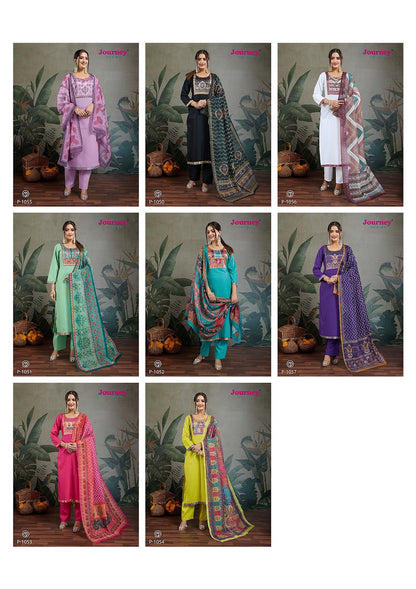 P 1050-1057 Journey Design Reyon Readymade Pant Style Suits Manufacturer India