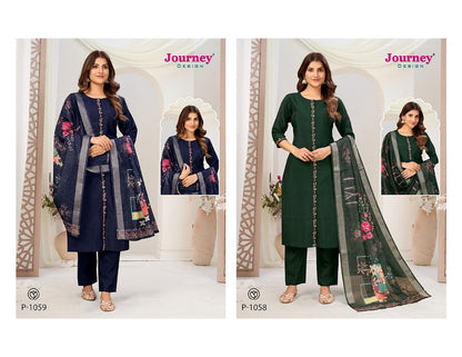 P 1058-1059 Journey Design Roman Silk Readymade Pant Style Suits Wholesaler Ahmedabad