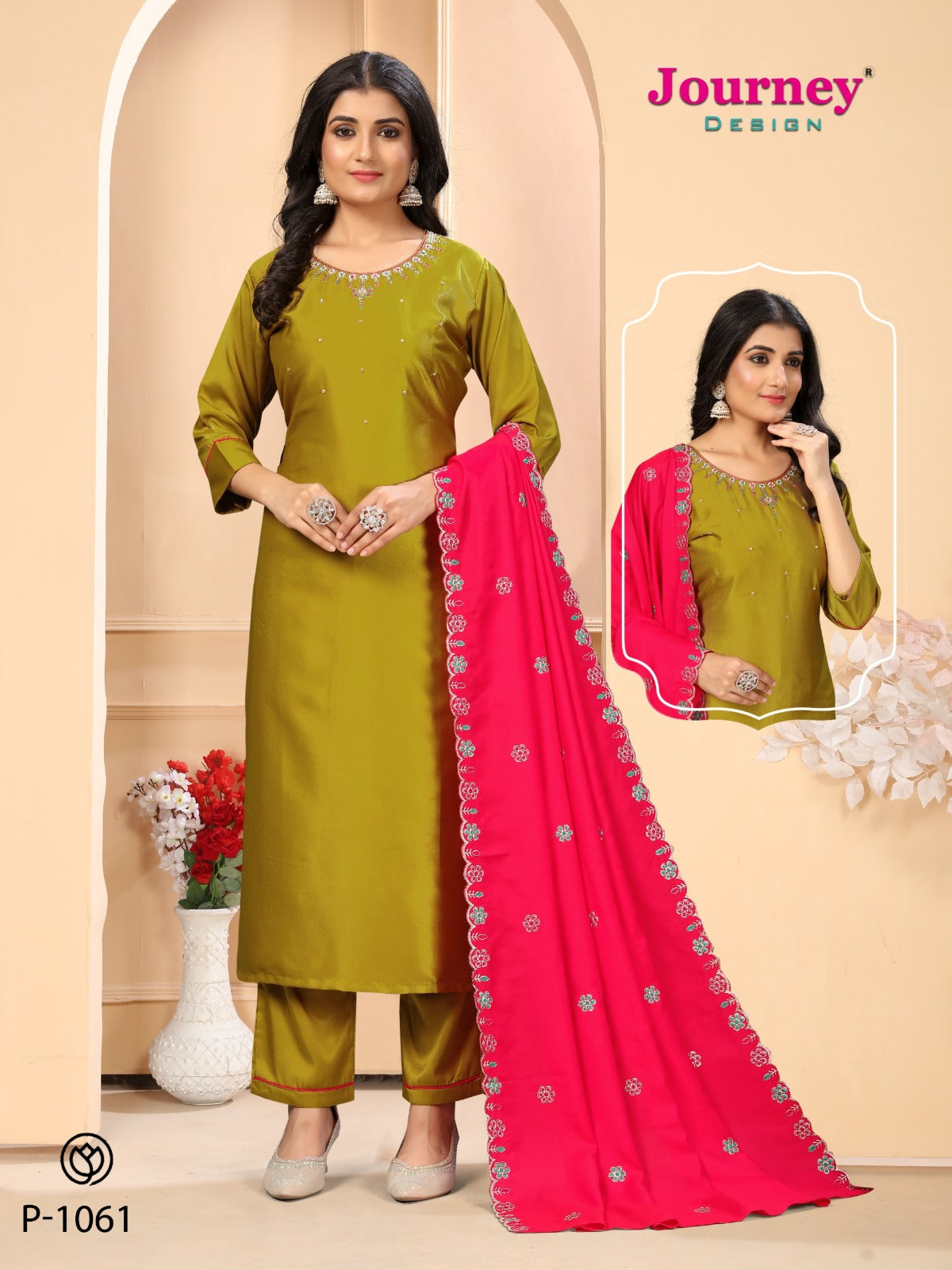 P 1060-1061 Journey Design Gaji Silk Readymade Pant Style Suits Wholesaler India