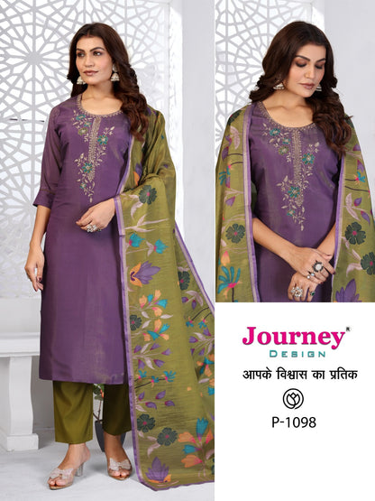P 1098-1099 Journey Design Roman Readymade Pant Style Suits Wholesaler Gujarat