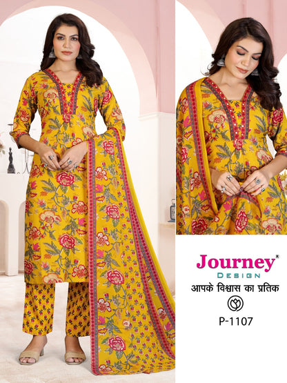 P 1106-1107 Journey Design Tesla Readymade Pant Style Suits Exporter Gujarat