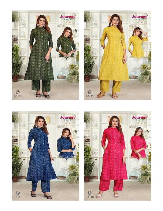 P 1110-1113 Journey Design Reyon Co Ord Set Wholesaler India