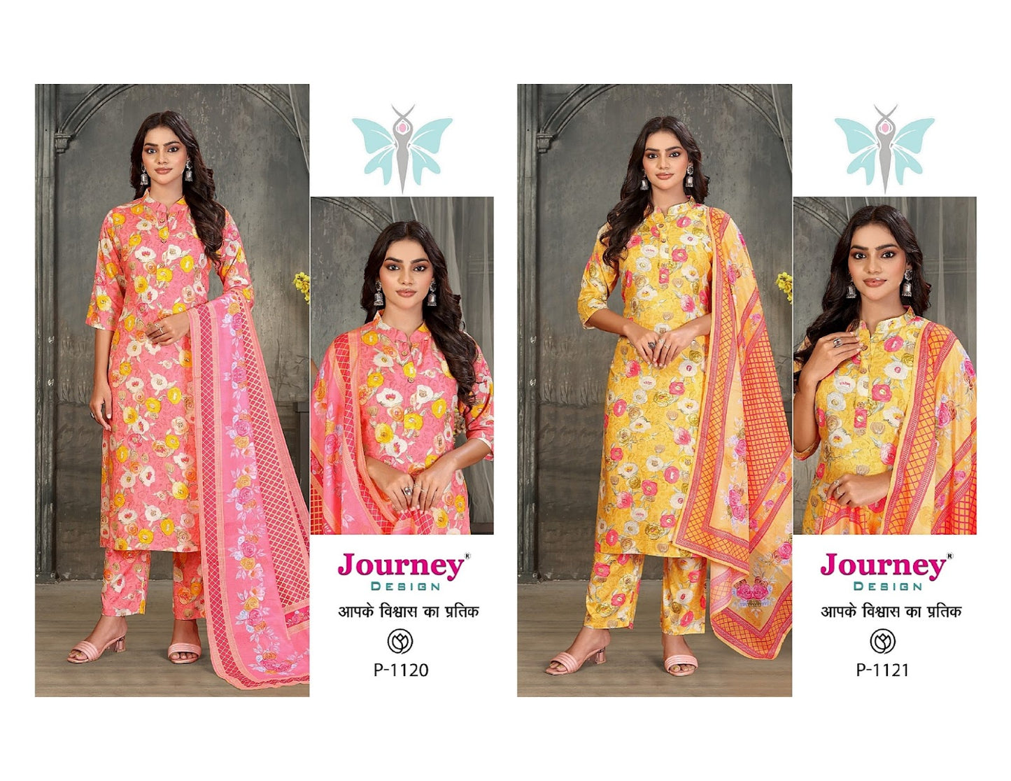 P 1120-1121 Journey Design Reyon Readymade Pant Style Suits Manufacturer India