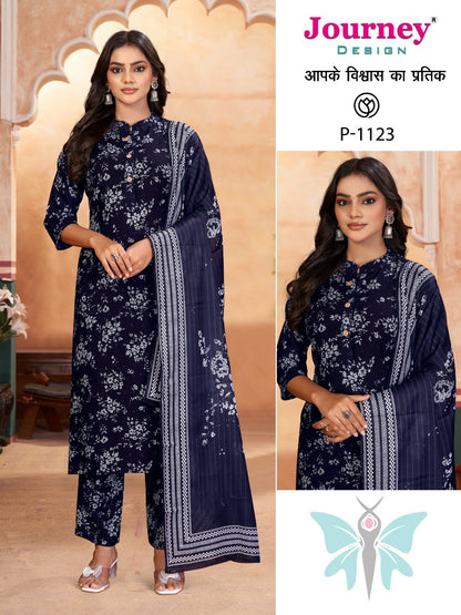 P 1122-1123 Journey Design Reyon Readymade Pant Style Suits Supplier India