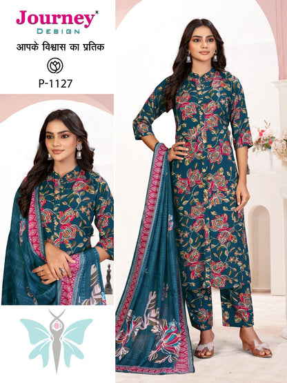 P 1126-1127 Journey Design Reyon Readymade Pant Style Suits Supplier