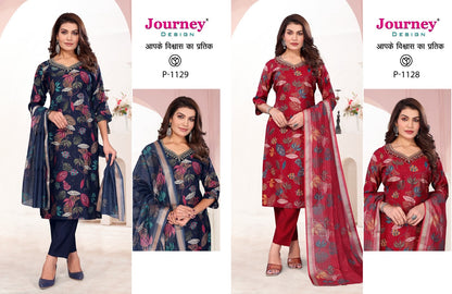P 1128-1129 Journey Design Vetican Readymade Pant Style Suits Wholesale Rate