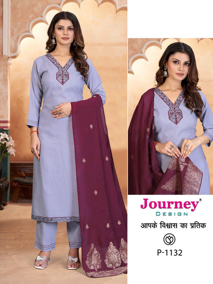 P 1132-1133 Journey Design Dobby Readymade Pant Style Suits Wholesale Price