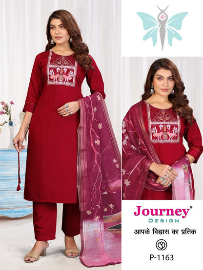P 1162-1163 Journey Design Silk Readymade Pant Style Suits Manufacturer Ahmedabad