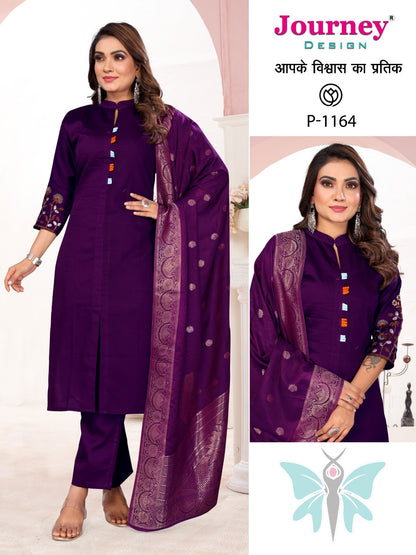 P 1164-1165 Journey Design Jam Satin Readymade Pant Style Suits Manufacturer India