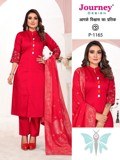 P 1164-1165 Journey Design Jam Satin Readymade Pant Style Suits Manufacturer India