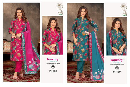 P 1168-1169 Journey Design Reyon Readymade Pant Style Suits Exporter India