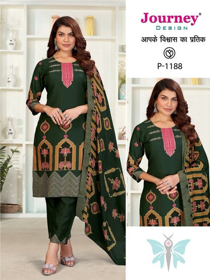 P 1188-1189 Journey Design Silk Readymade Pant Style Suits Exporter Ahmedabad