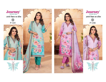 P 1240-1241 Journey Design Simmer Readymade Pant Style Suits Exporter India