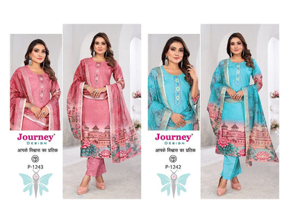 P 1242-1243 Journey Design Simmer Readymade Pant Style Suits Wholesaler Gujarat