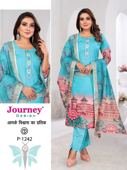 P 1242-1243 Journey Design Simmer Readymade Pant Style Suits Wholesaler Gujarat