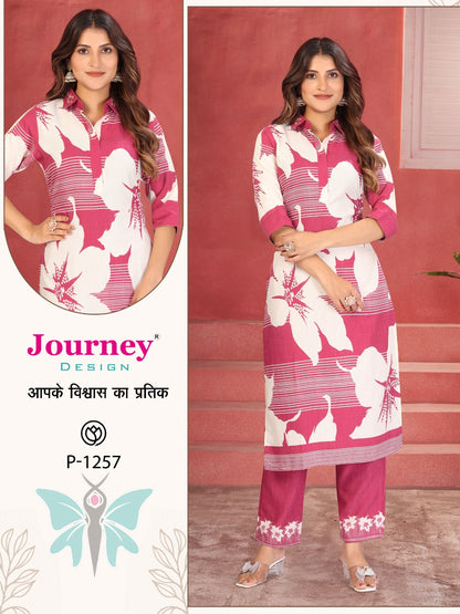P 1256-1257 Journey Design Tesla Kurti Pant Set Manufacturer Gujarat