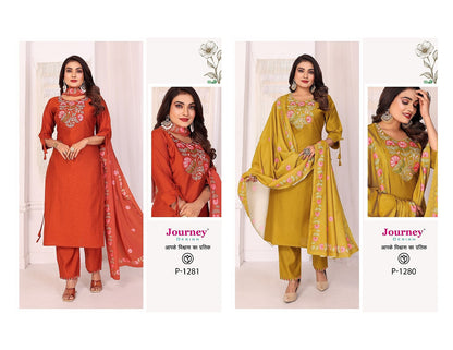 P 1280-1281 Journey Design Readymade Pant Style Suits Supplier Gujarat