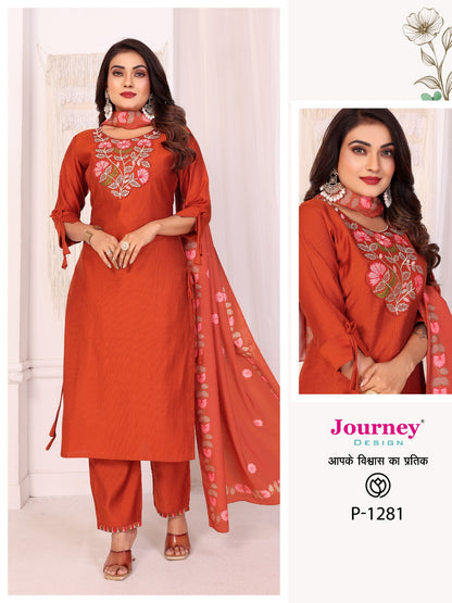 P 1280-1281 Journey Design Readymade Pant Style Suits Supplier Gujarat