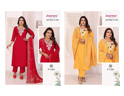 P 1292-1293 Journey Design Readymade Pant Style Suits Wholesaler Ahmedabad