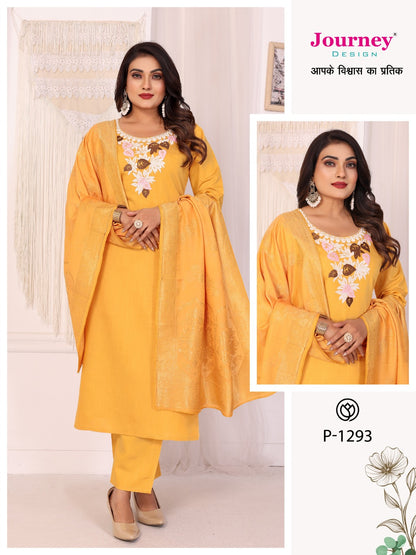 P 1292-1293 Journey Design Readymade Pant Style Suits Wholesaler Ahmedabad