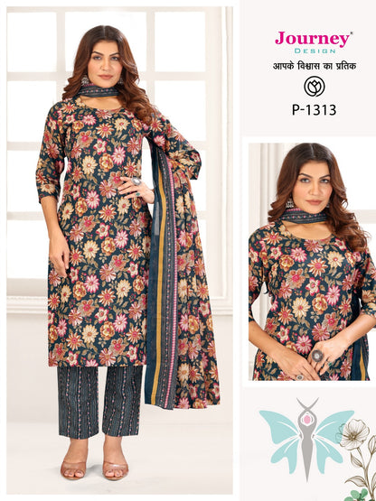 P 1312-1313 Journey Design Reyon Readymade Pant Style Suits Wholesaler Gujarat