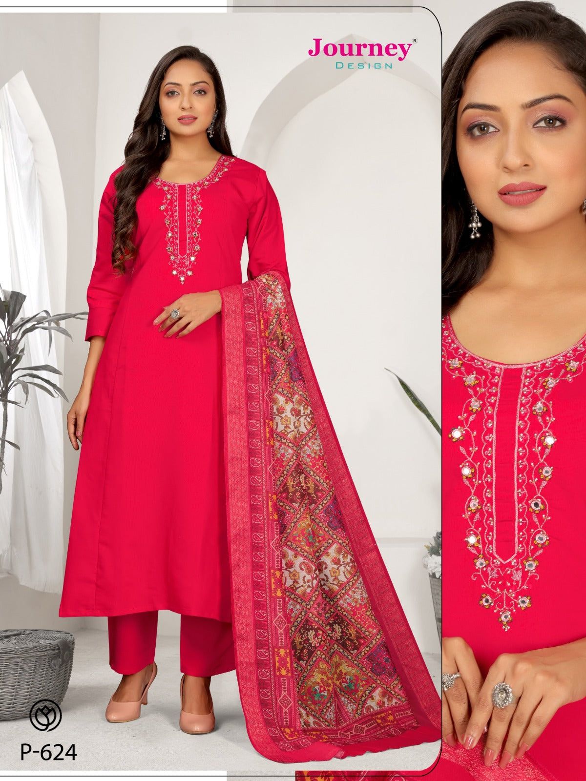 P 624 Journey Design Readymade Pant Style Suits Exporter Ahmedabad