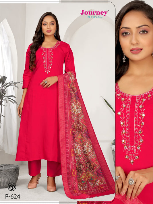 P 624 Journey Design Readymade Pant Style Suits Exporter Ahmedabad