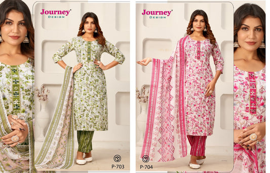 P 703-704 Journey Design Capsule Readymade Pant Style Suits Exporter
