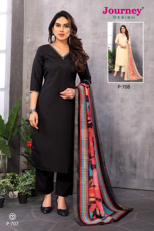 P 707-708 Journey Design Dobby Readymade Pant Style Suits Wholesale Rate