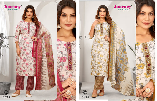 P 713-714 Journey Design Capsule Readymade Pant Style Suits Supplier Gujarat