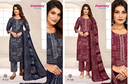 P 720-721 Journey Design Capsule Print Readymade Pant Style Suits Supplier Ahmedabad