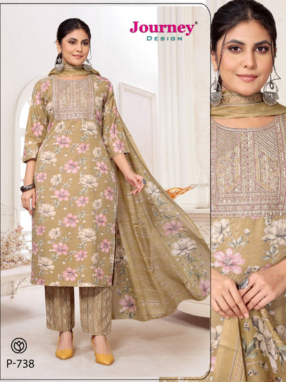 P 737-738 Journey Design Tesla Silk Readymade Pant Style Suits Supplier