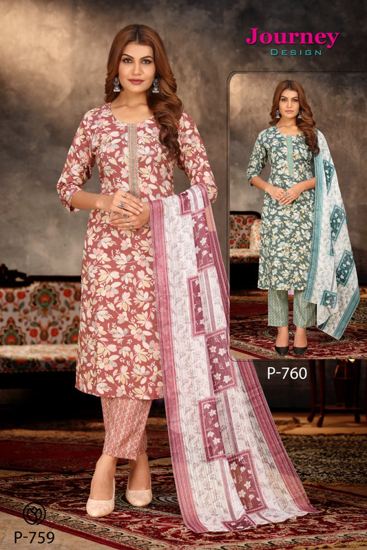 P 759-760 Journey Design Tora Readymade Pant Style Suits Wholesaler Ahmedabad