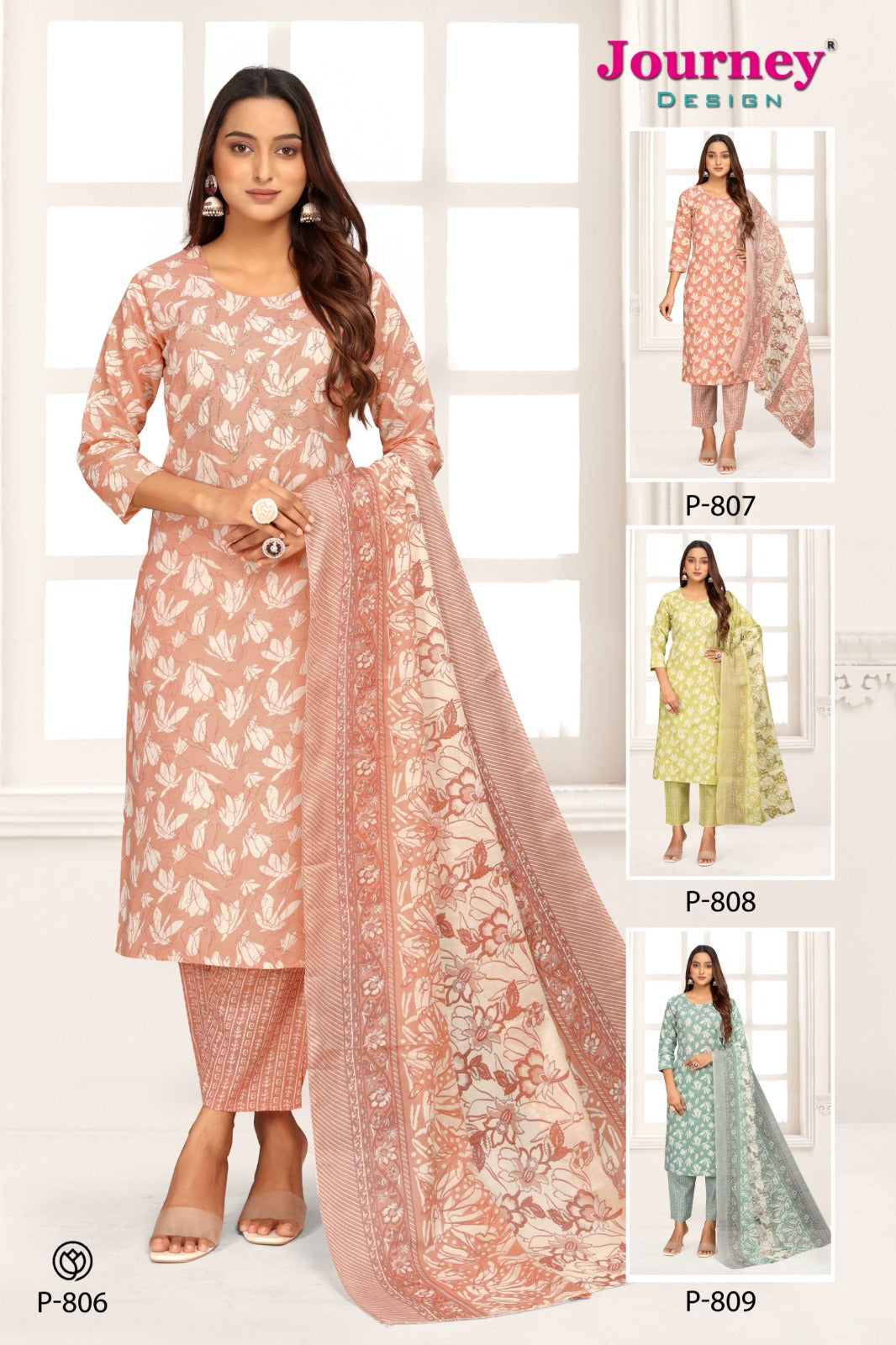 P 806-809 Journey Design Readymade Cotton Pant Suits Manufacturer