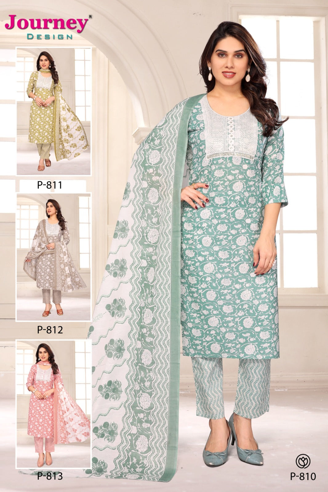 P 810-813 Journey Design Cambric Readymade Pant Style Suits Supplier