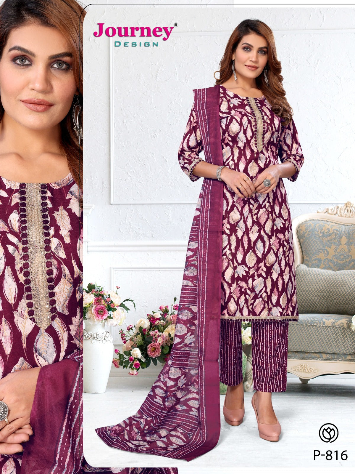P 816 817 Journey Design Tesla Readymade Pant Style Suits Exporter Ahmedabad