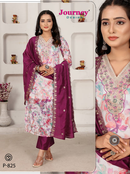P 824-825 Journey Design Viscose Readymade Pant Style Suits Supplier India