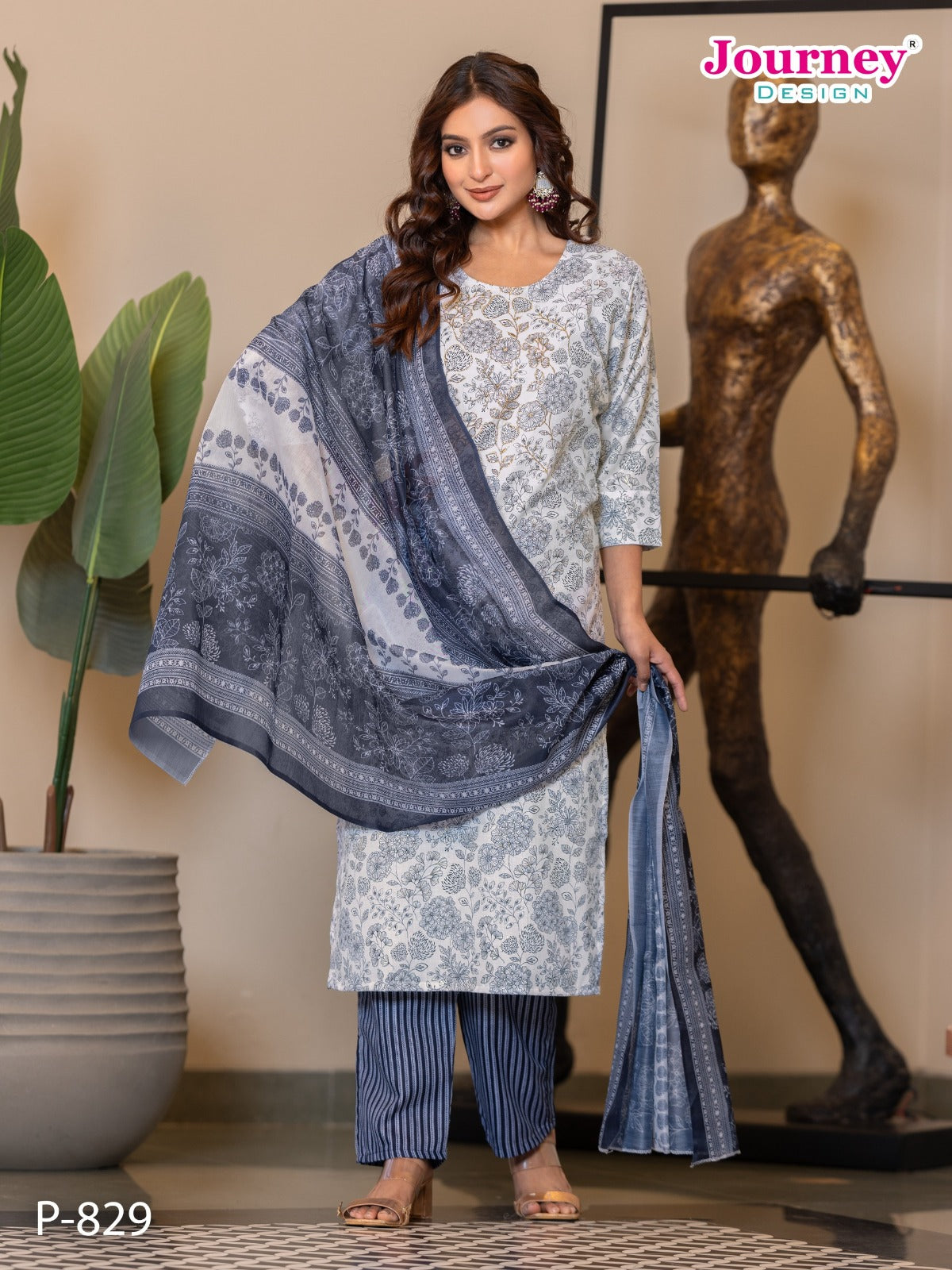 P 828-829 Journey Design Tora Readymade Pant Style Suits Wholesaler