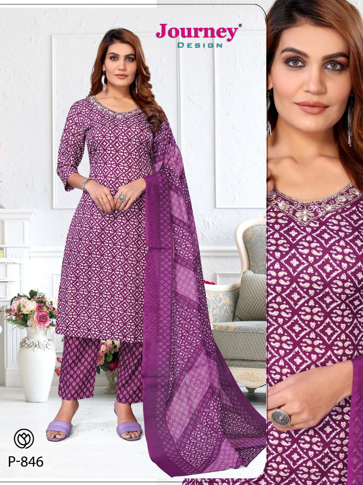 P 846-849 Journey Design Foil Readymade Pant Style Suits Manufacturer Gujarat
