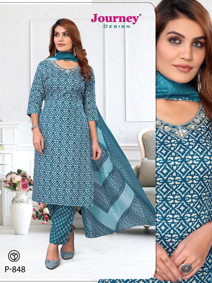 P 846-849 Journey Design Foil Readymade Pant Style Suits Manufacturer Gujarat