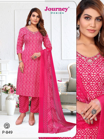 P 846-849 Journey Design Foil Readymade Pant Style Suits Manufacturer Gujarat