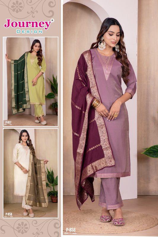 P 856-858 Journey Design Roman Simmer Readymade Pant Style Suits Supplier