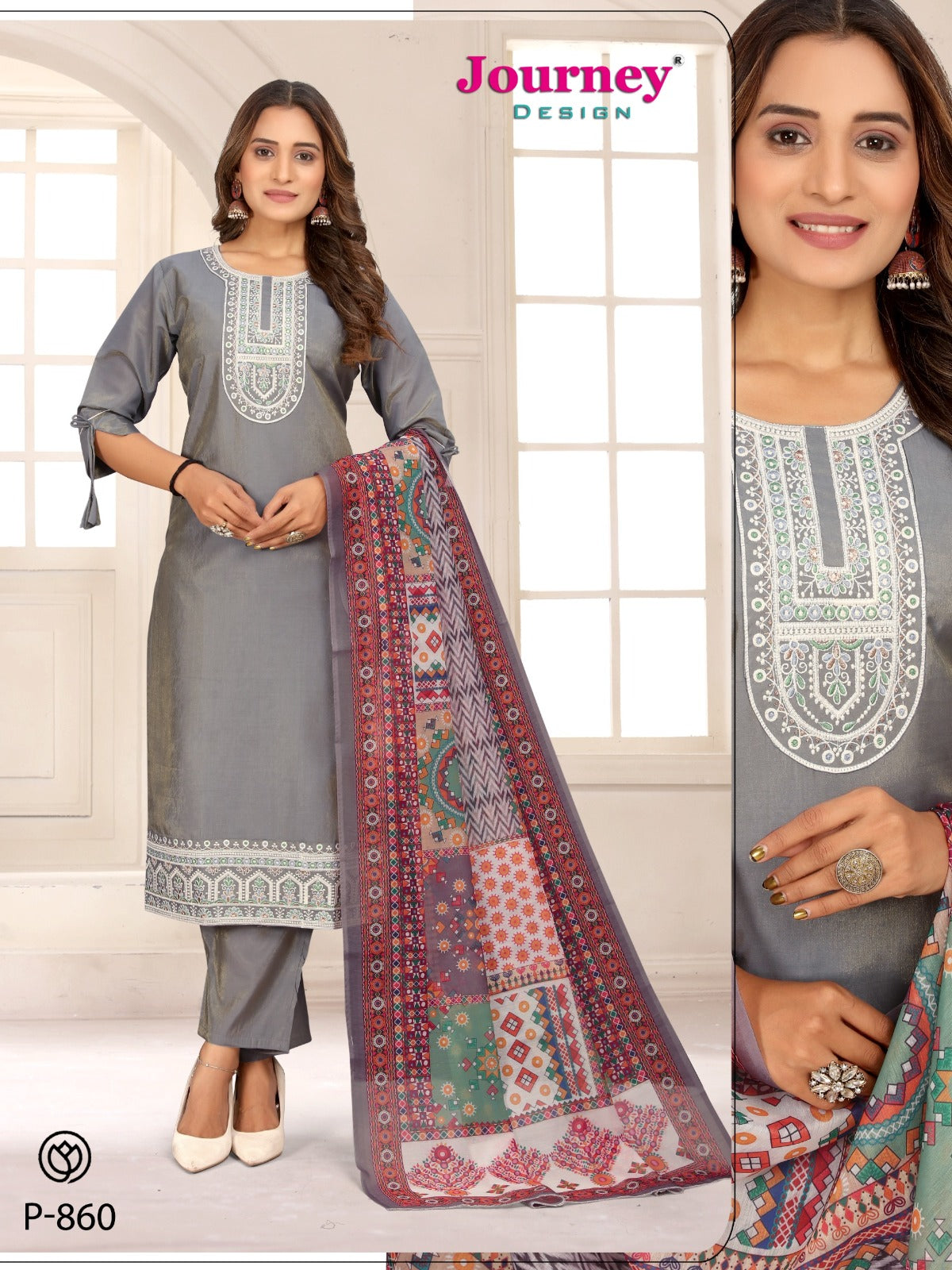 P 859-861 Journey Design Roman Readymade Pant Style Suits Wholesale Rate