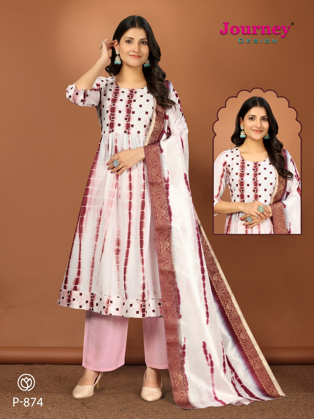 P 874-875 Journey Design Vichitra Readymade Anarkali Suits Wholesaler