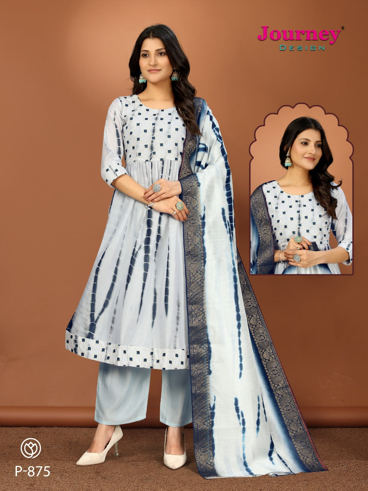P 874-875 Journey Design Vichitra Readymade Anarkali Suits Wholesaler