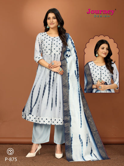 P 874-875 Journey Design Vichitra Readymade Anarkali Suits Wholesaler
