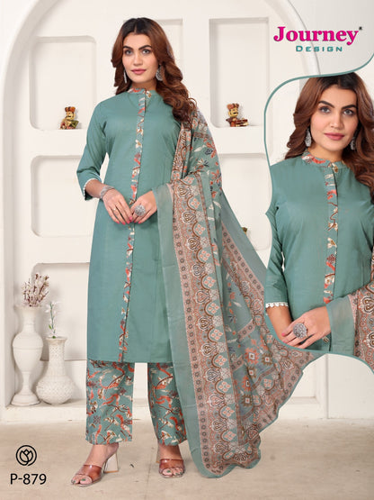 P 878-879 Journey Design Cambric Readymade Pant Style Suits Exporter Ahmedabad